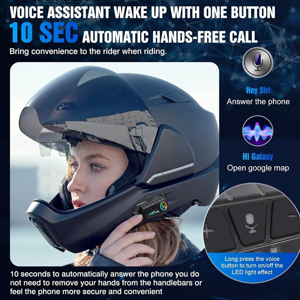 Motorcycle Helmet Headset Wireless Bluetooth Headphone Speaker Hands-Free