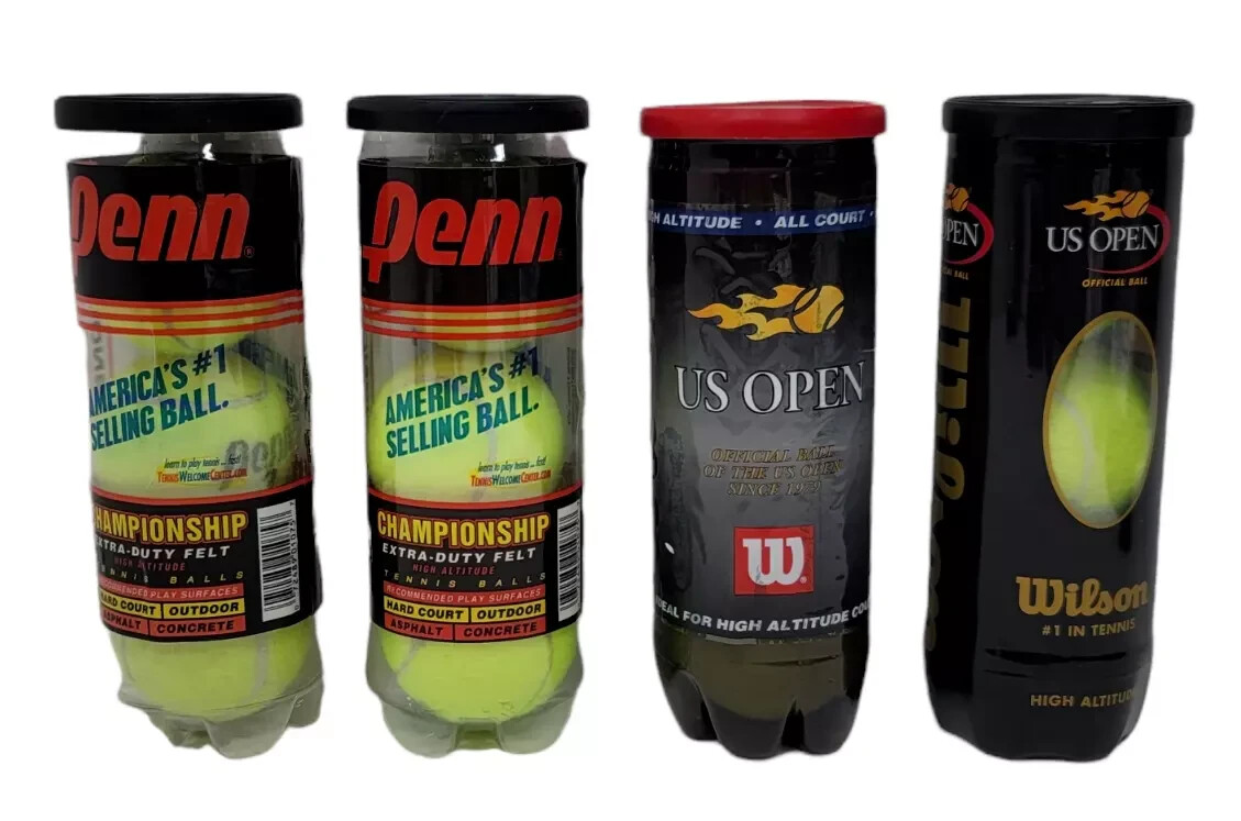 Tennis Ball Mixed Lot Penn Championship Wilson US Open 4 Tubes 12 Balls NEW