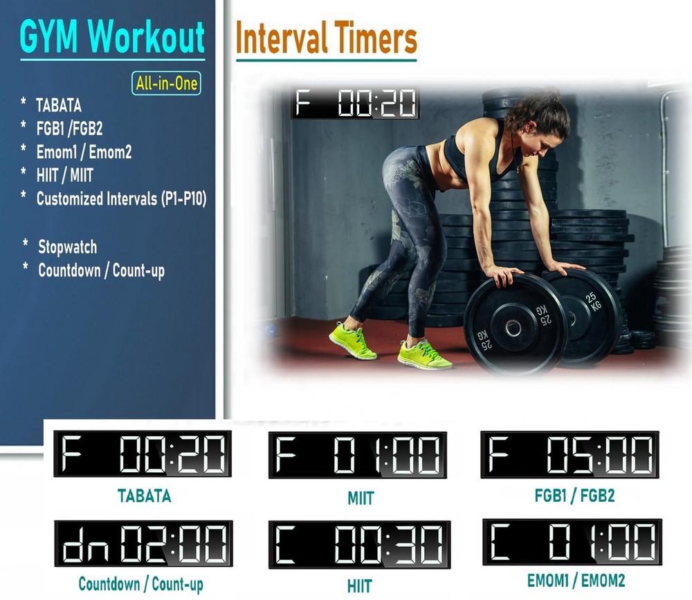 26'' Extra Large Home Gym Timer Clock, Programable Workout Interval Timer, Di...