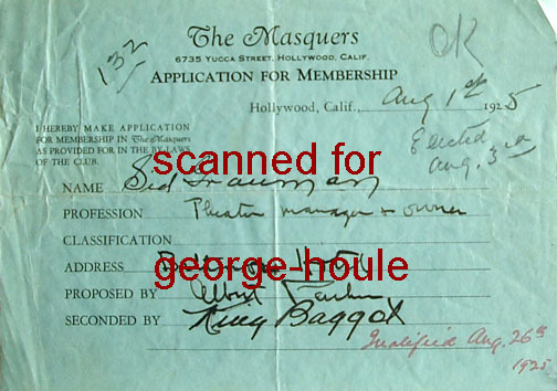 SID GRAUMAN -  - SIGNED - 1925 -     SHERLOCK HOLMES - ALBERT PARKER-DIRECTOR