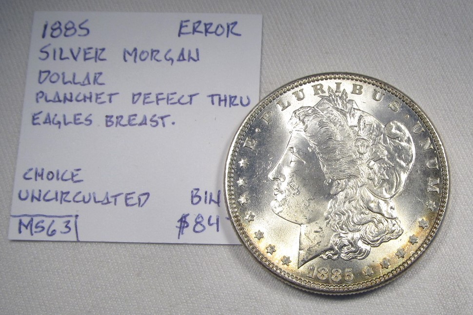1885 Error Silver Morgan Dollar CH UNC Coin AN29