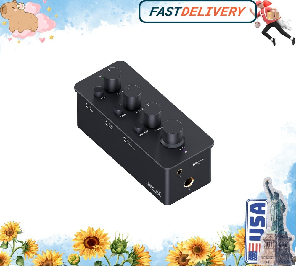 SK01 Headphone Amplifier Equalizer Preamp with Bass Midrange Treble Tone Control