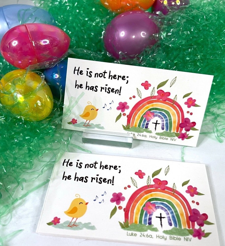 Easter Pocket Scripture Cards, Religious He Has Risen! Luke 24, 3.5x2"