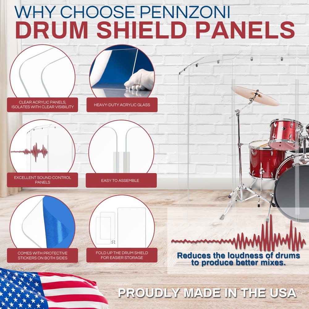 Drum Shield DS7D L 6 Section Drum Shield Acrylic Drum Panels