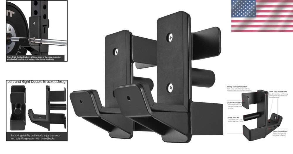Double Bracket J-Hooks for 2" x 2" Power Rack – Ultimate Stability & Safety-