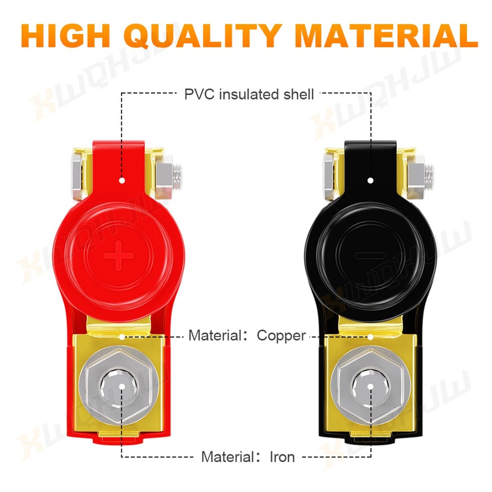 2PCS Positive Negative Car Battery Cable Terminals Top Post Connectors Clamp Set