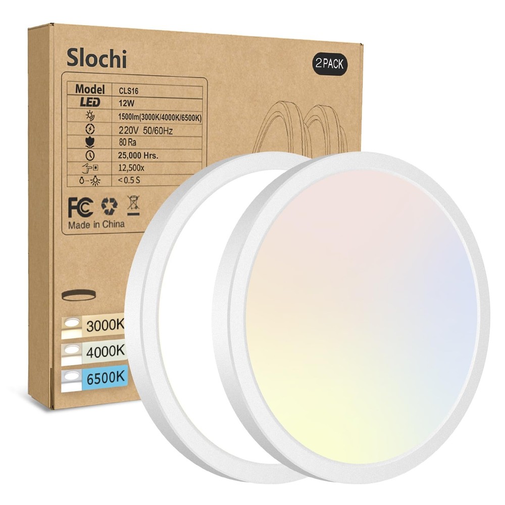 slochi 2PACK LED Flush Mount Ceiling Light, Dimmable & 6.5Inch-2pack, White