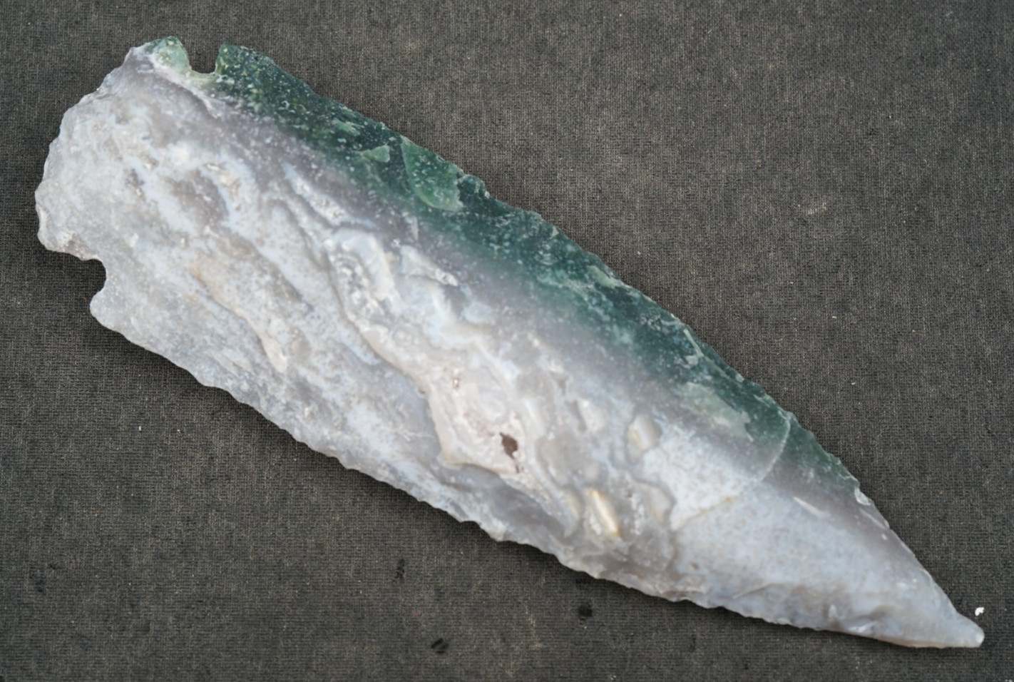 Ice White Green Crystal 5.8" Flint Spearhead Head Knife Blade Arrowhead I-639