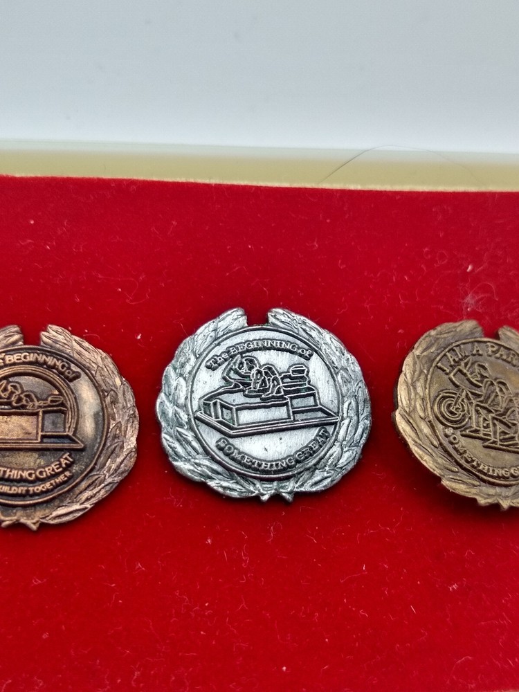 Vintage pin set motorcycle beginning of something great unsigned