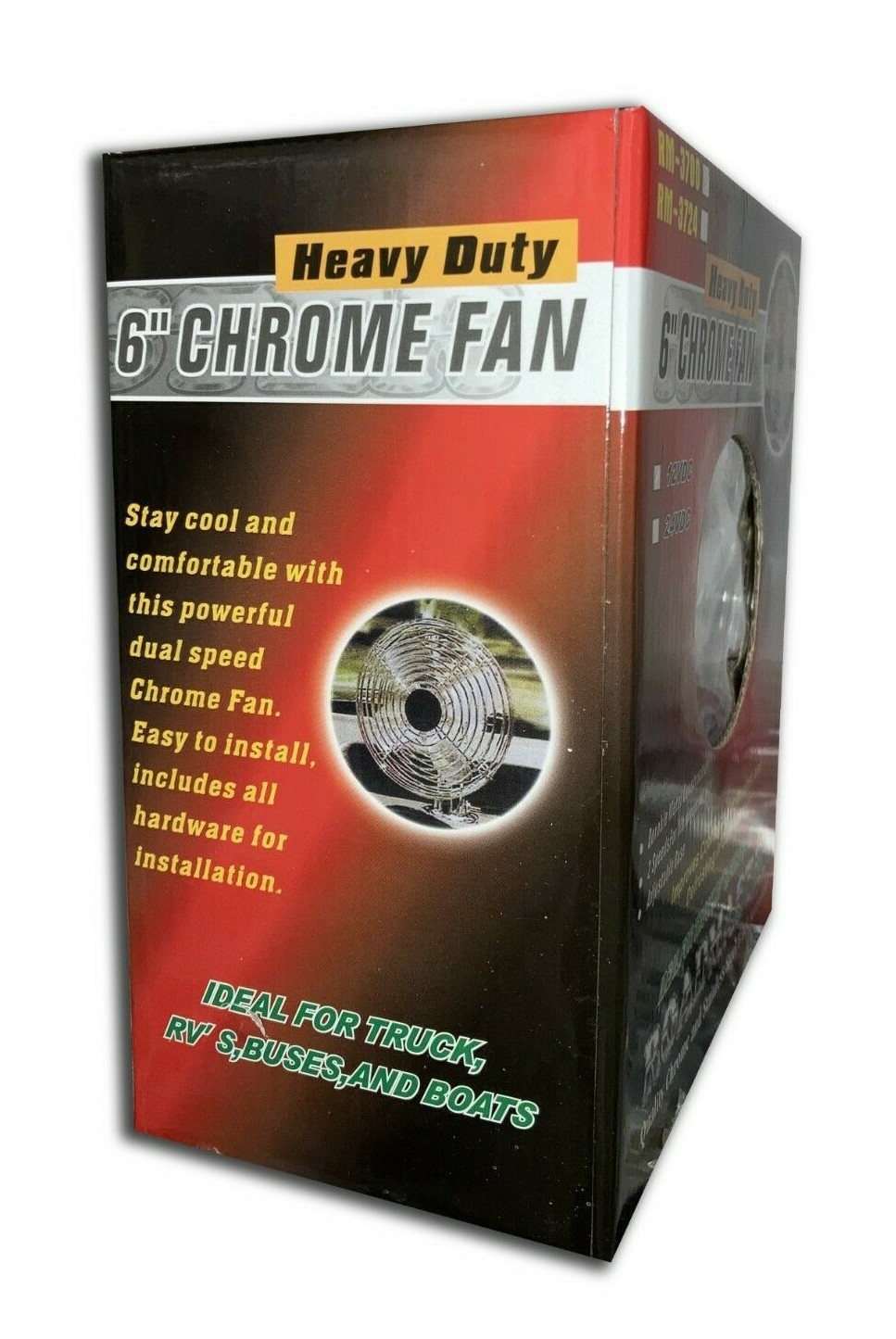 Cab Dash Fan (Chrome) 2 Speeds, 6" - Peterbilt, Kenworth, Freightliner