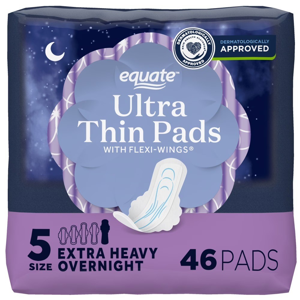 Ultra Thin Pizes 5 Extra Heavy Overnight Absorbency Wings Pads 46 Count