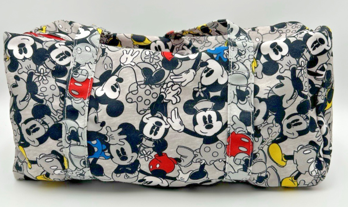 Disney Mickey & Minnie Mouse Gray Multicolor All Over Print Weekender Duffel Bag
