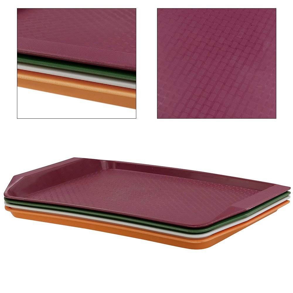 Idotry Plastic Fast Food Serving Trays, 4-Pack Plastic Rectangular Serving Trays
