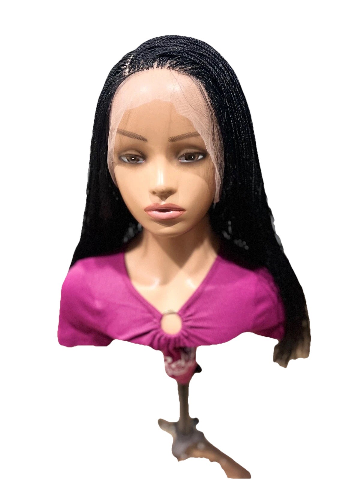 BRAIDED MICRO TWIST WIG . Madeon a full lace wig.length is 24”long..color black.