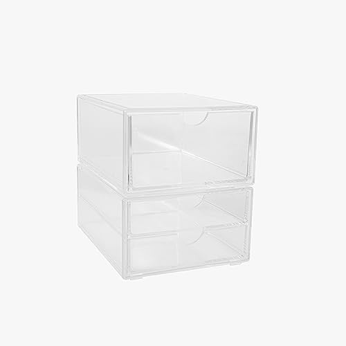 Brody 2 Pack Desk Organizers, Single Drawer Box and 2 Drawer Box, Stackable
