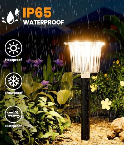 Super Bright Solar Pathway Lights Outdoor 2 Pack Obsidian Black