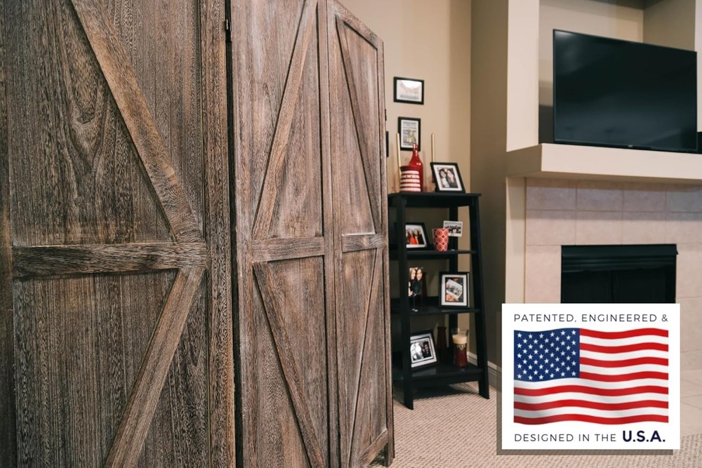 4-Panel Folding Privacy Screen - Rustic Barn Door Style, Portable Design