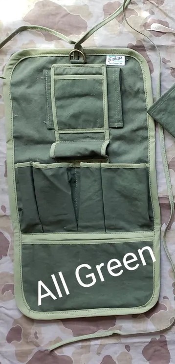 WWII US TOILETRY ROLL  (empty). "ALL GREEN" Reproduction.  NO Mirror