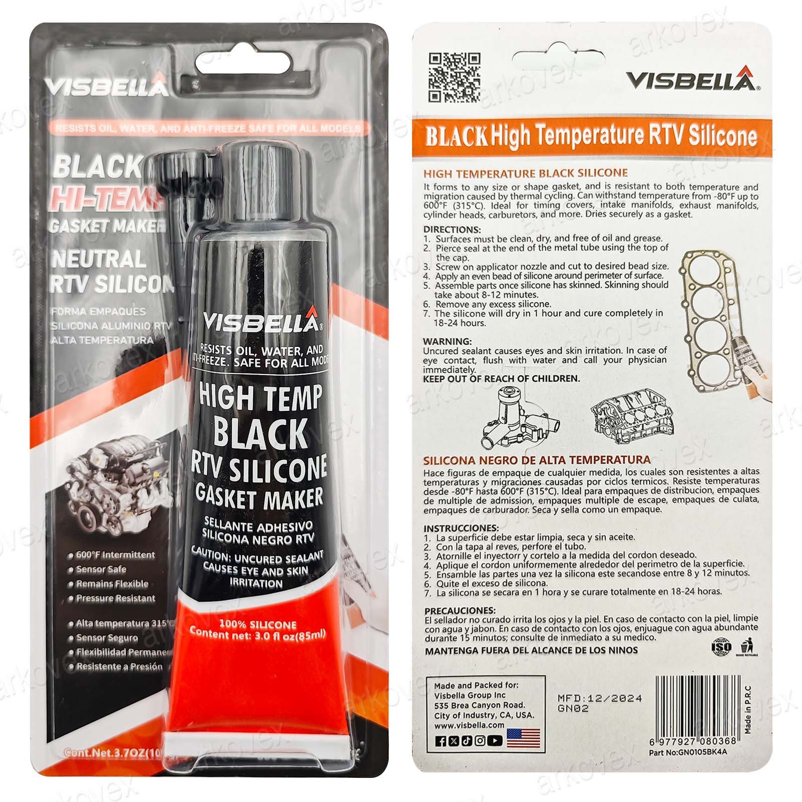 2pcs black High Temperature RTV Silicone Gasket Maker Anti Freeze &Oil Resistant