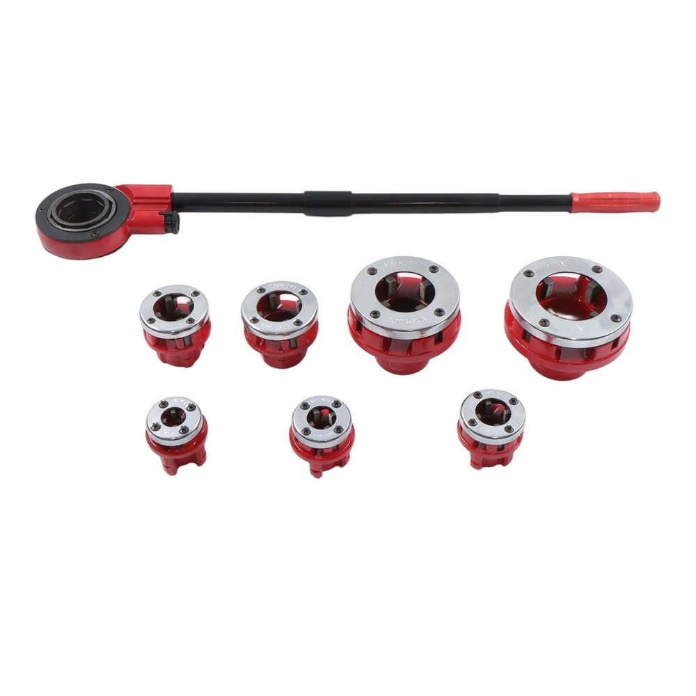 7 Size BSPT Pipe Threader 3/8" To 2" Dies Set W/ Handle Pipe Threader Threading