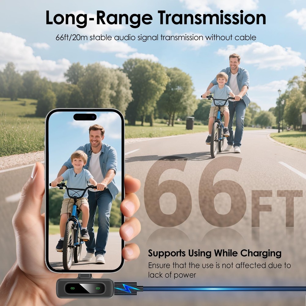 USB C Mini Wireless Lavalier Microphone for iPhone/