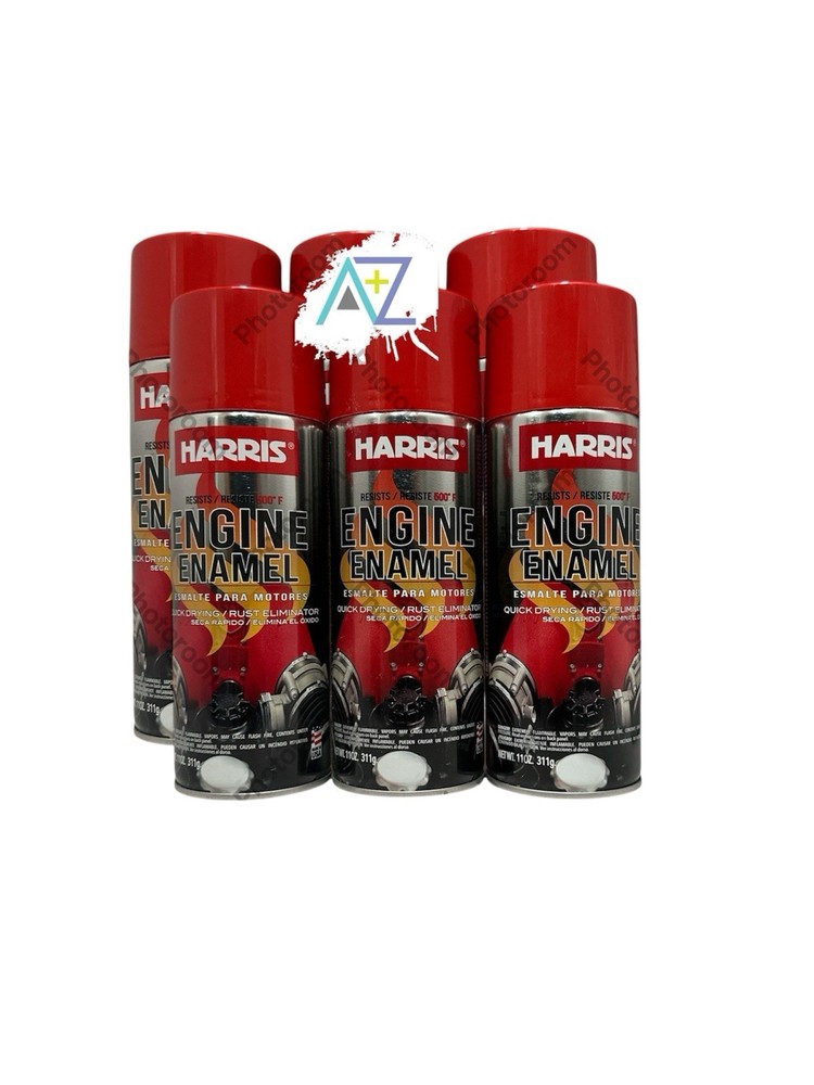 6 Pack Harris Engine Enamel Spray Paint 11oz Red ,Heat Resistente,Rust Proof