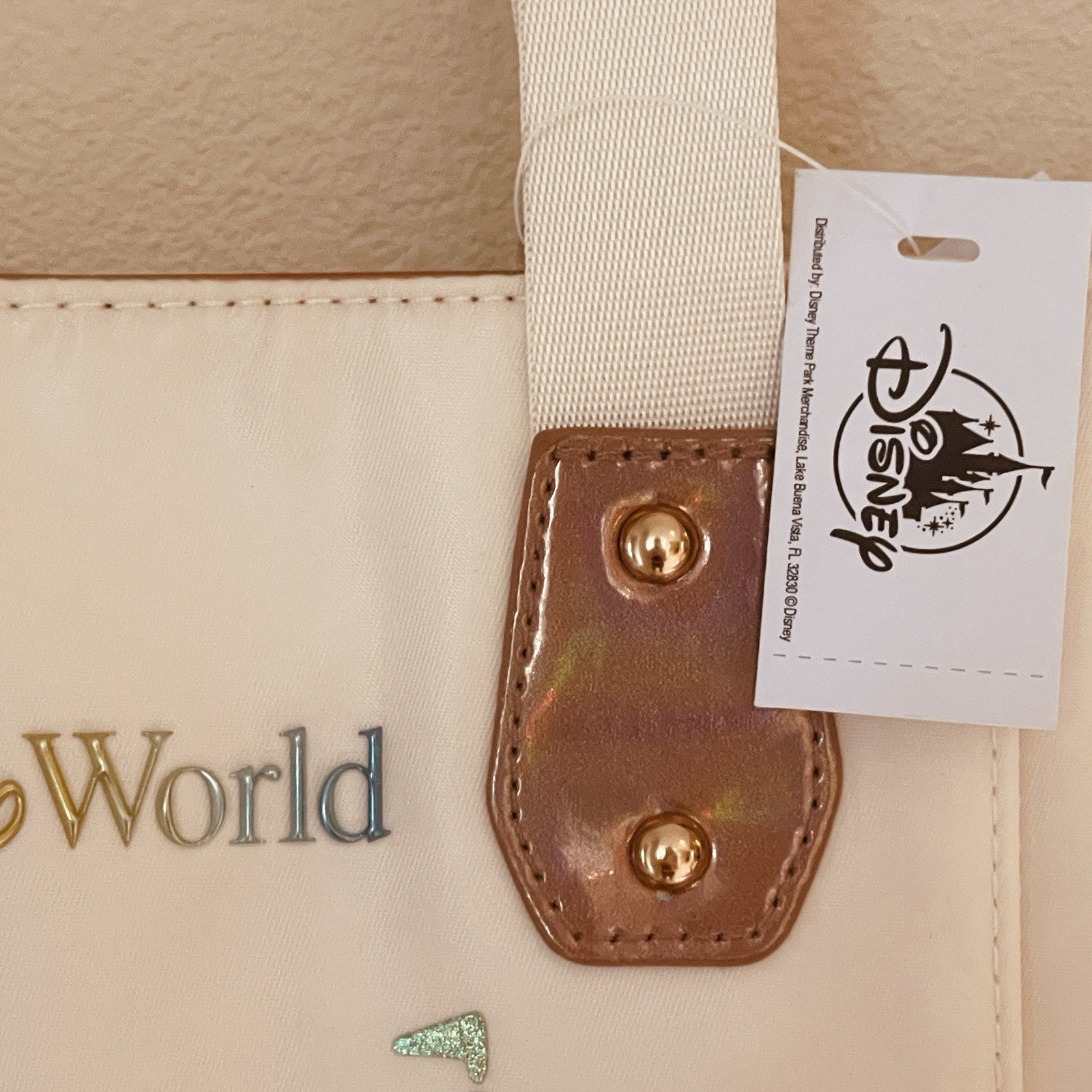 NWT NEW Walt Disney World 50th Anniversary Tote iridescent Cinderella’s Castle