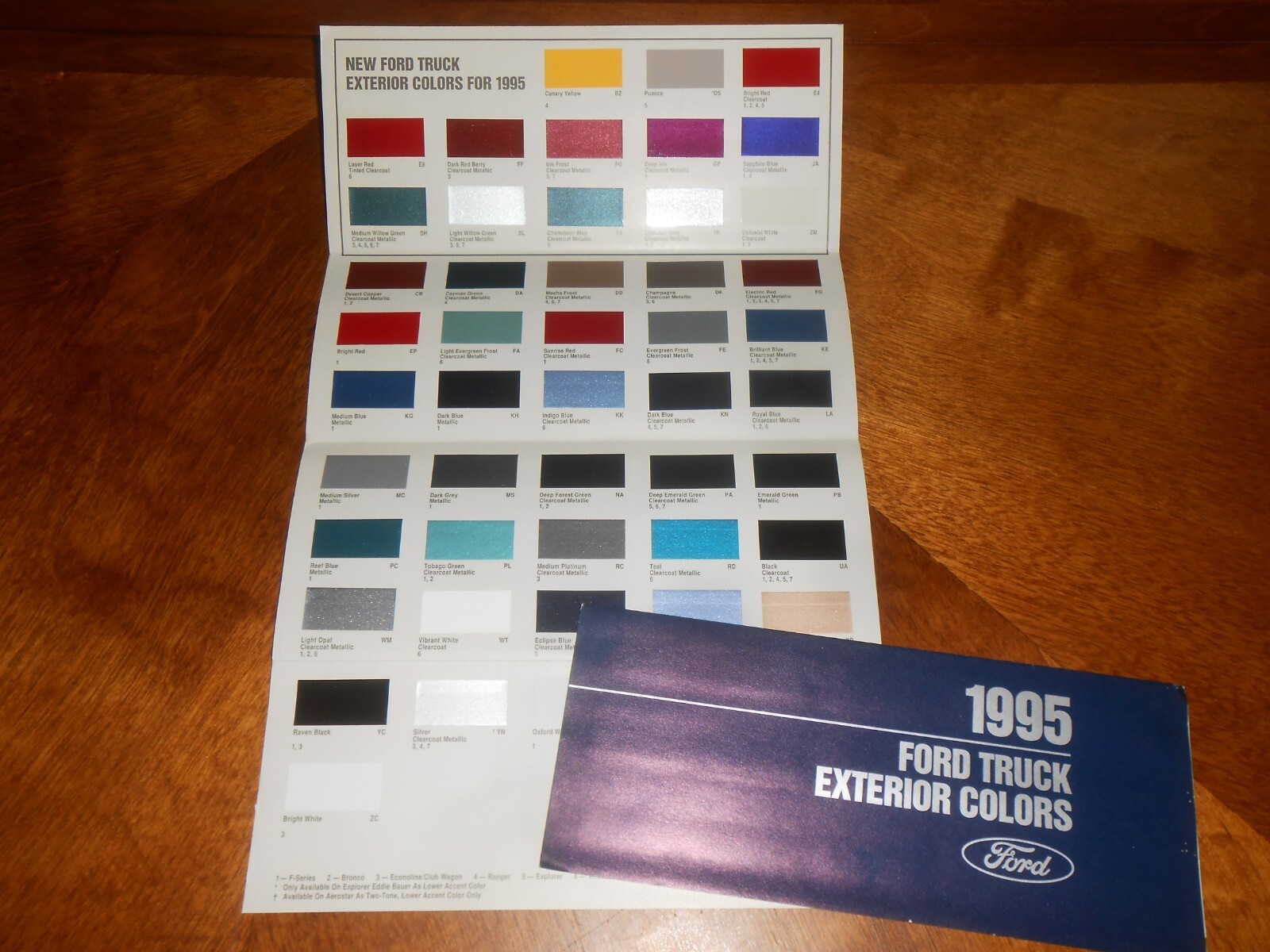 1995 FORD TRUCK EXTERIOR COLORS / PAINT CHIPS BROCHURE 95 F-SERIES BRONCO VANS +