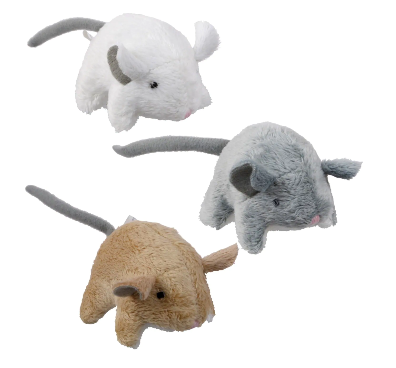 Greenbrier Kennel Club Plush Cat Mouse Toy w/ Rattle/Bell Grey Tan White~ Choice