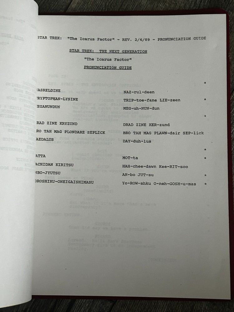 STAR TREK Script The Next Generation The Icarus Factor 2nd Revision Final Draft