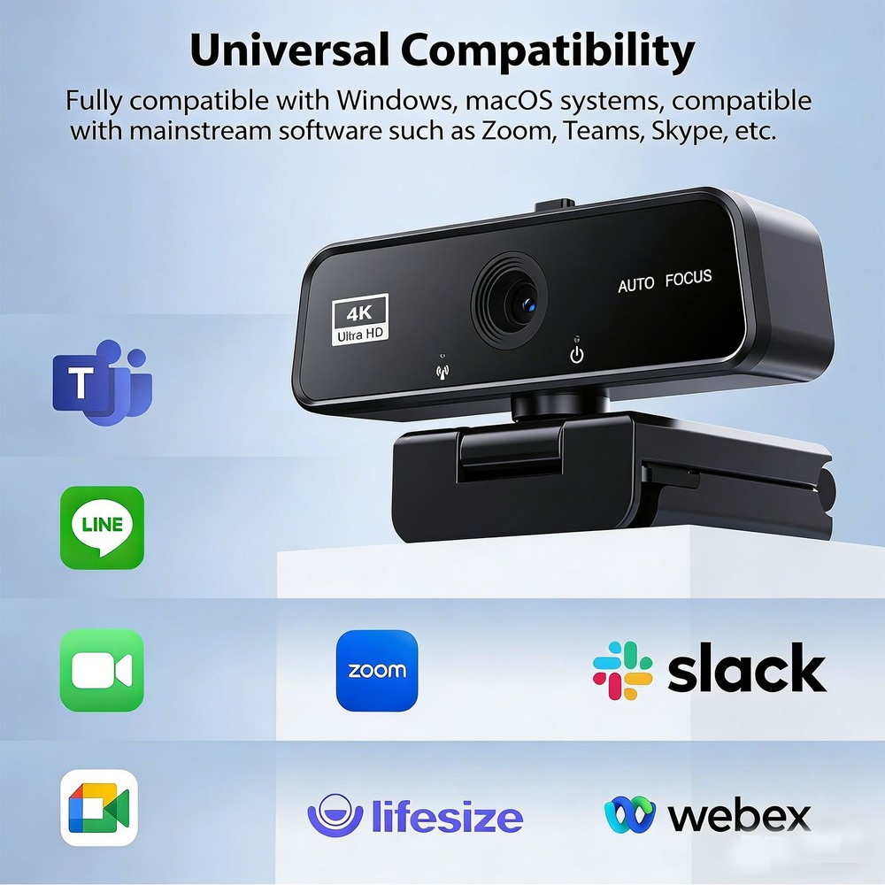 Webcam 4K Web Camera for PC USB Web Cam with Microphone,Autofocus Laptop