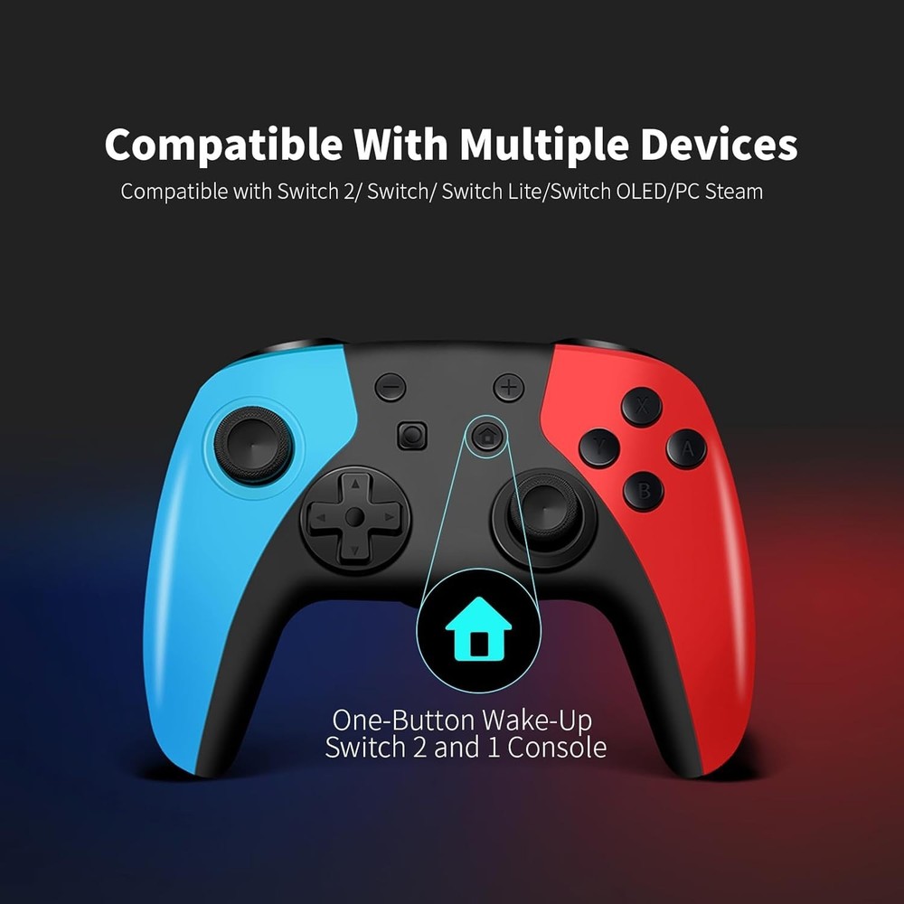 2 Packs Wireless Controller for Nintendo Switch/Lite/OLED (Red+Blue)