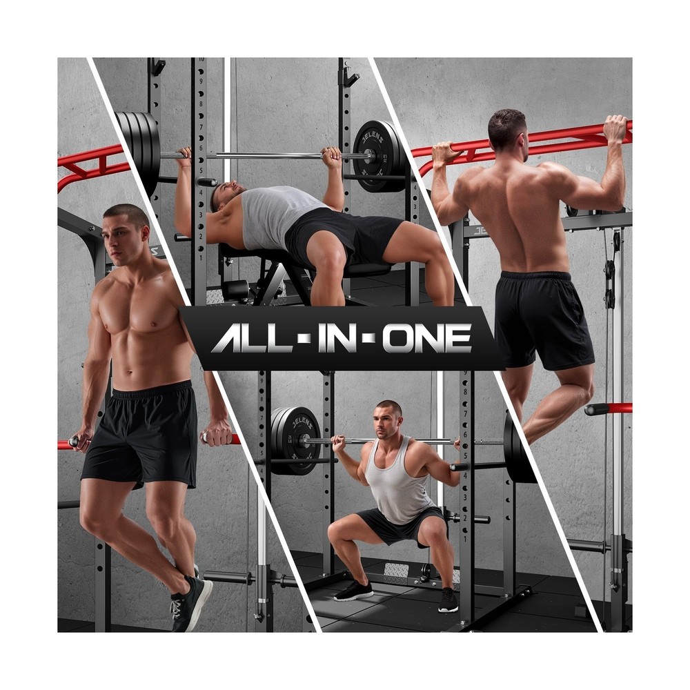 Power Cage, 2000LBS Multi-Function S11 Power Rack with LAT Pulldown, Squat Ra...