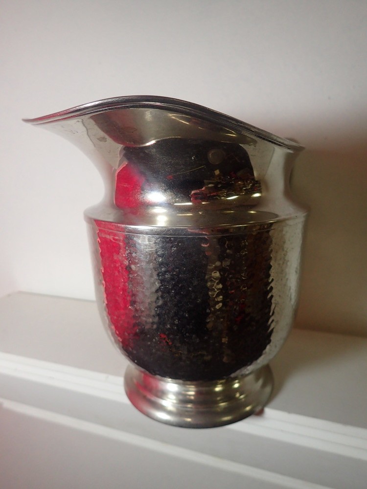 Vintage Mid Century EPNS Hammered Silver Plate Water Pitcher MM Co.