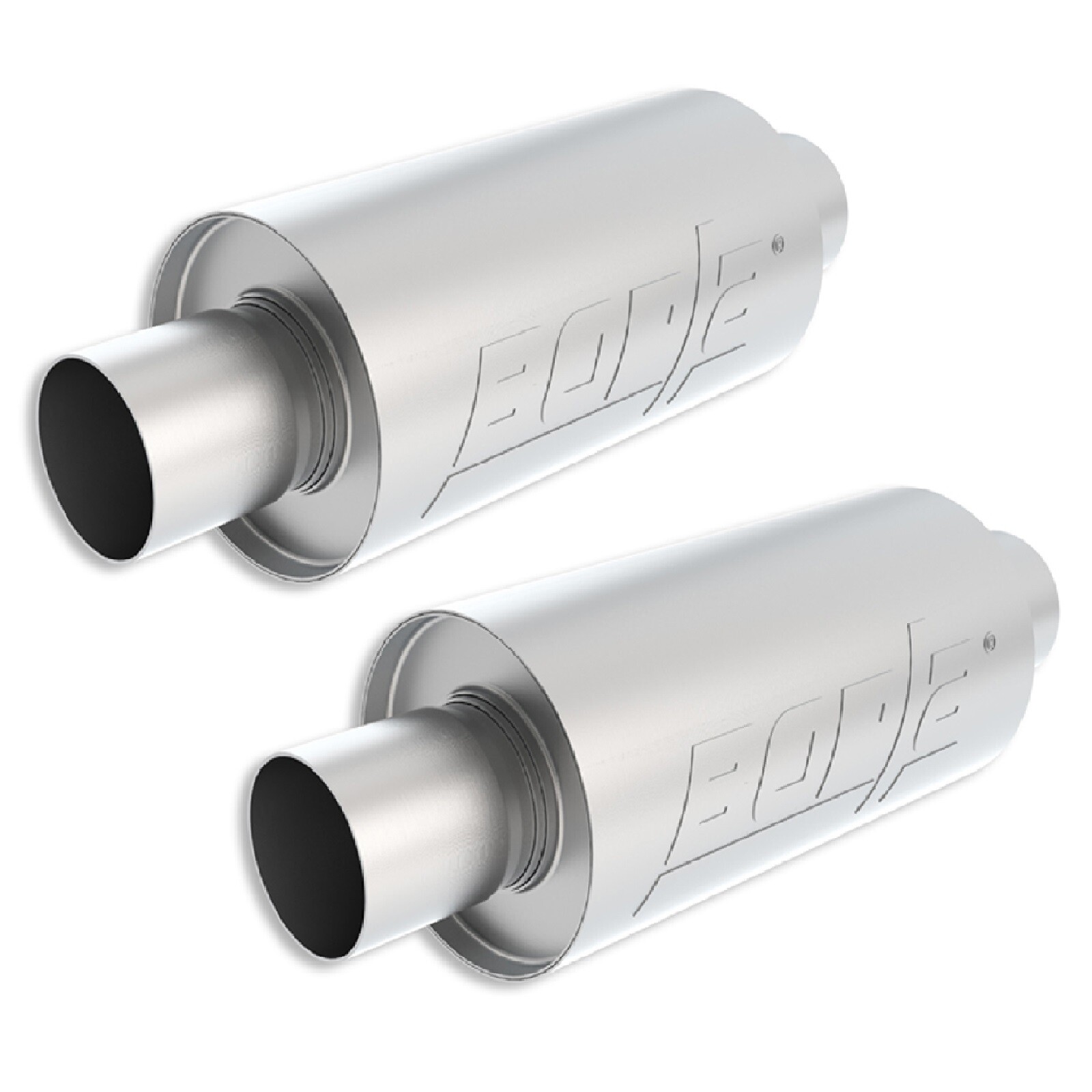 Borla S-Type Stainless Round Exhaust Mufflers 2.5" Center Inlet Outlet Set of 2