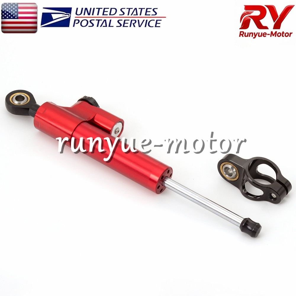Red CNC Adjustable Steering Damper Stabilizer Linear Control Universal Aluminum