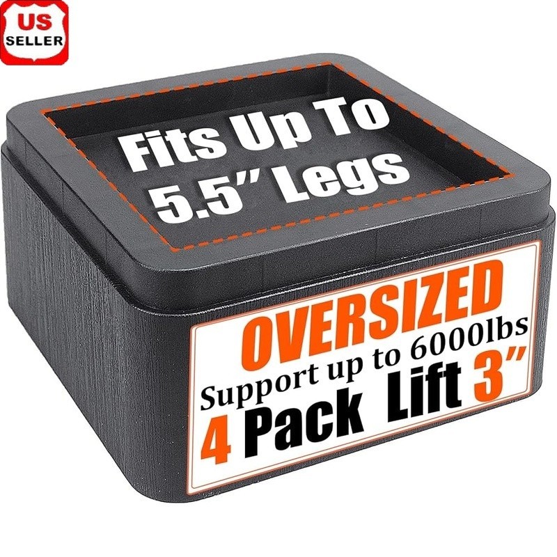 Heavy Duty Bed Risers Stackable Furniture Elevation Storage & Easy Cleaning New