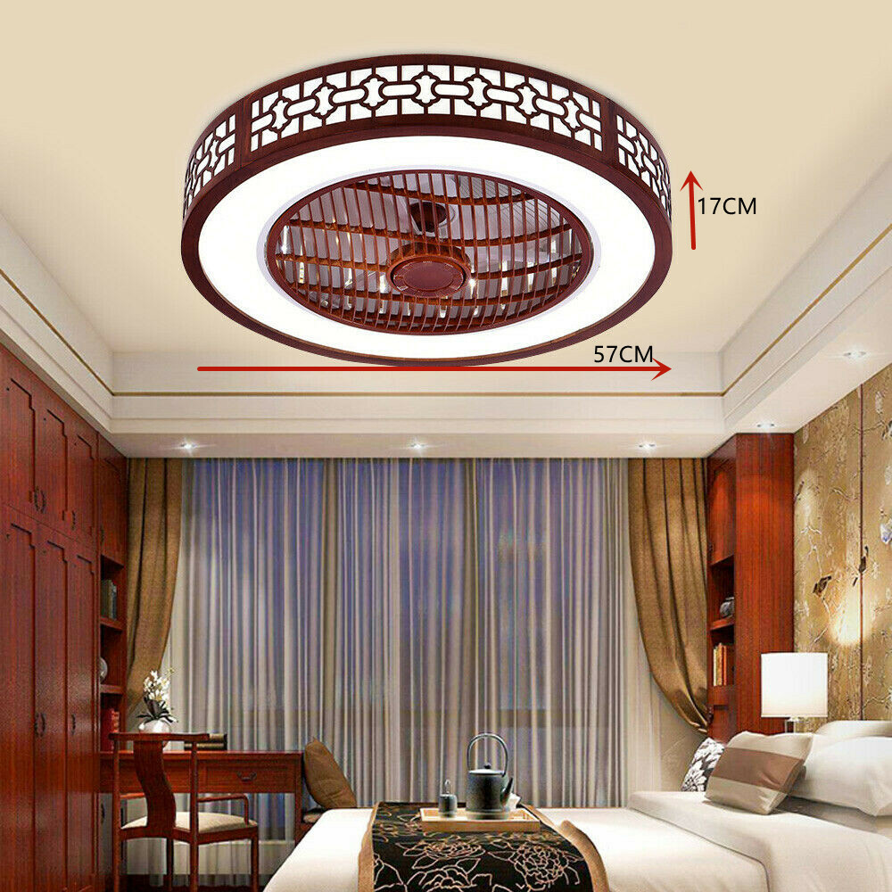 22''LED Light Flush Mount Chandelier Lamp  Modern Ceiling Fan + Remote Control