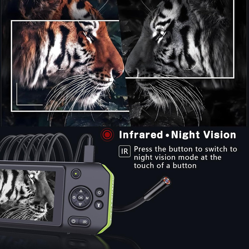 Borescope with Night Vision Function Endoscope Borescope Camera Diameter 0.34In