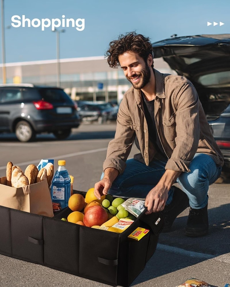 Versatile Black Car Trunk Storage with 2 Compartments for Maximum Organization