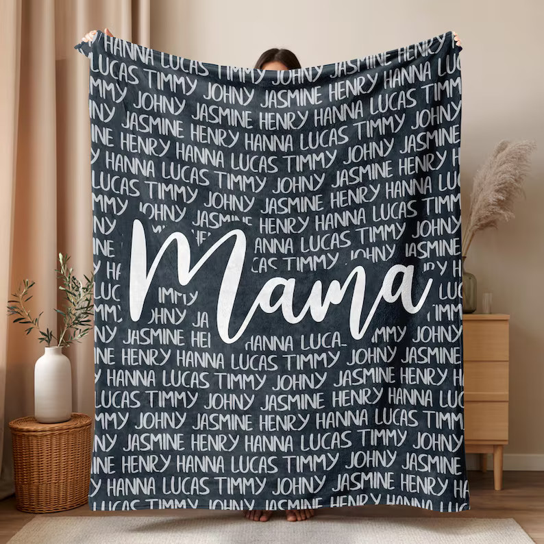 Personalized Mom Blanket Custom Name Gift Mother