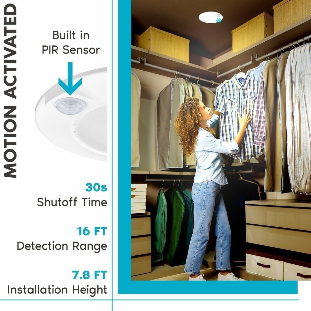 Luxrite 6in LED Motion Sensor Ceiling Light 3 Color Options 30s Timeout