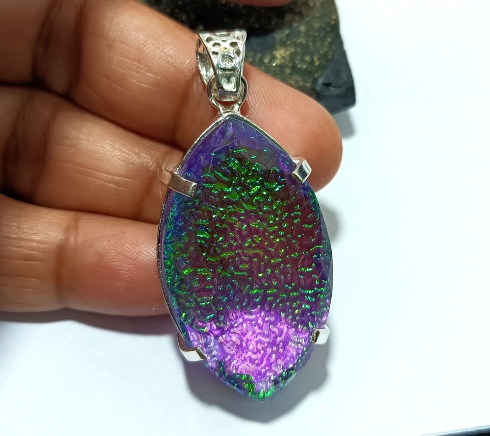 Multi-Color Natural 93.75 Ct Opal Doublet Pendant 925 Solid Silver Gemstone