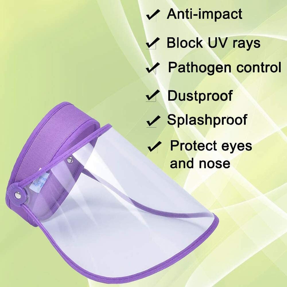 Adjustable Face Shield with Headband Clear Visor Purple Adjustable Visor 2 Pack