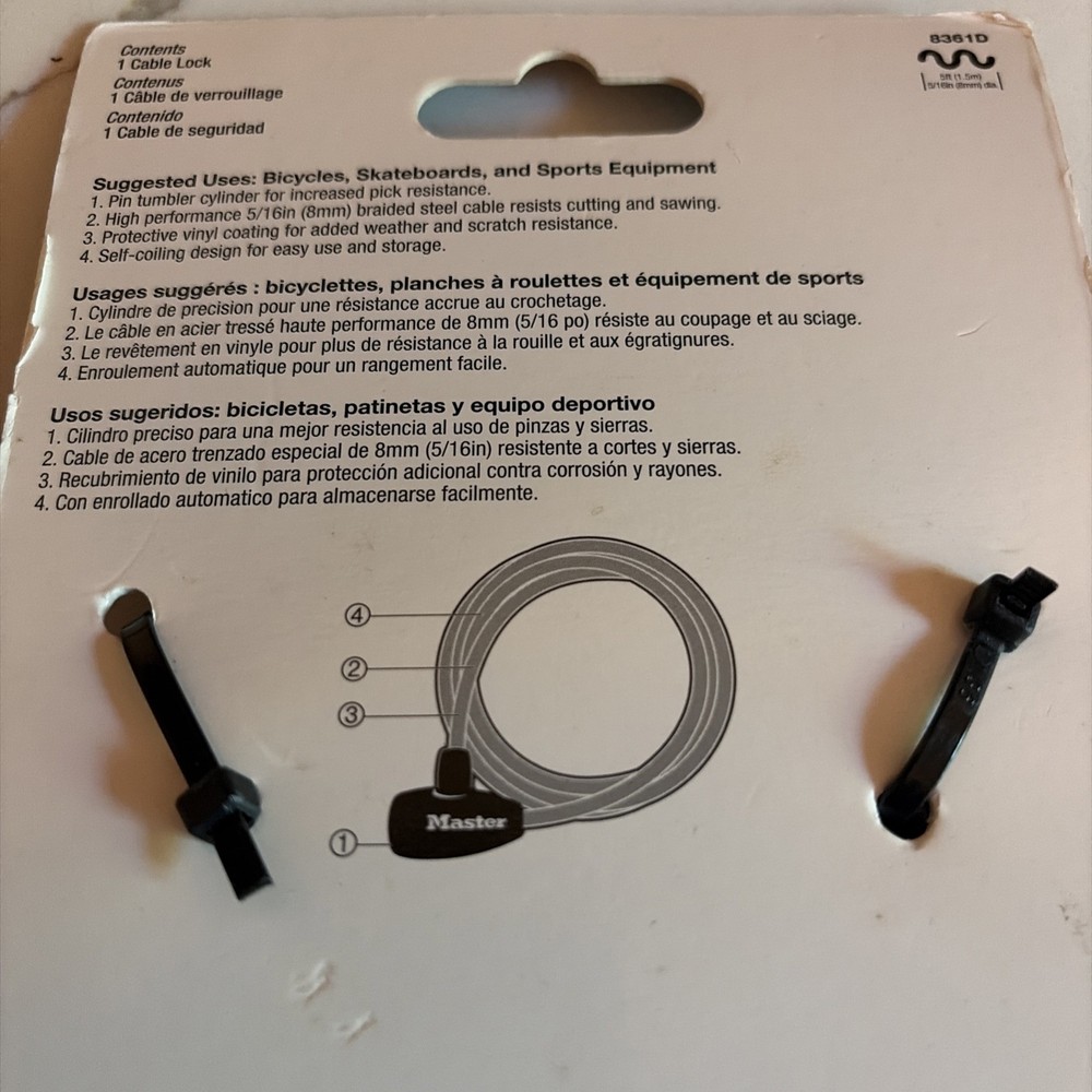 Master Lock 5Ft. Keyed Cable Lock 5/16in 2key