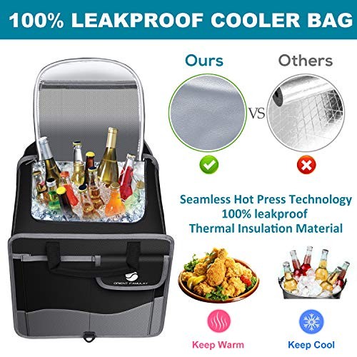 Trunk Organizer with Cooler, Collapsible Trunk Storage Container with Non Black