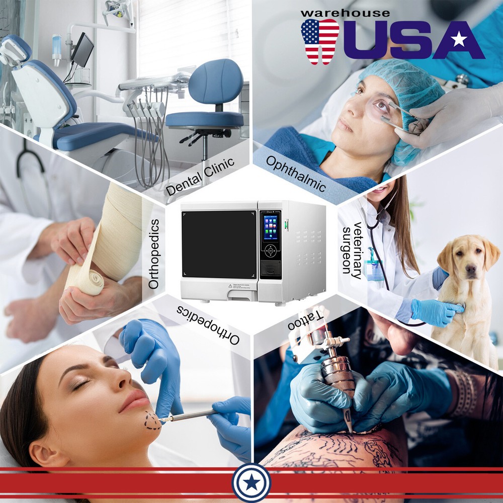 22L Automatic Dental Autoclave Steam Sterilizer Class B Sterilization &Printer