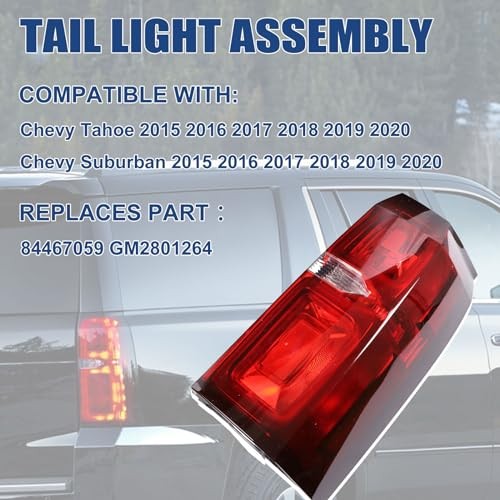 Tail Light Assembly Compatible with 2015-2020 Right Passenger Side