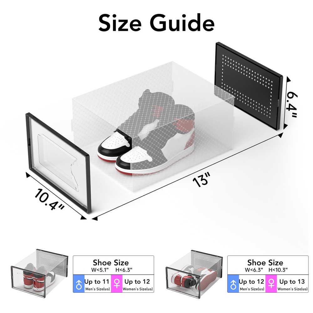 X-Large Shoe Storage Box, 15 Pack Clear Plastic Stackable Shoe Organizer for ...