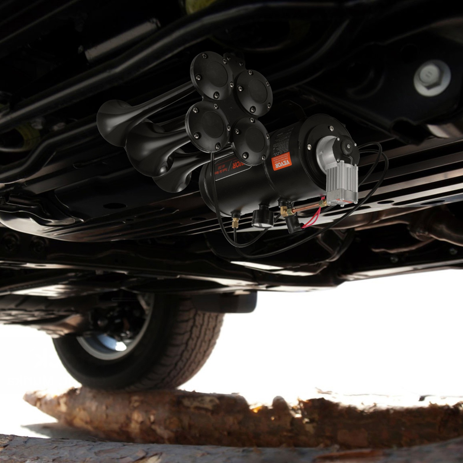 Train Horns Kit 4 Trumpet Air Horn Kit 120psi Air Compressor 0.8 Gal Tank Truck